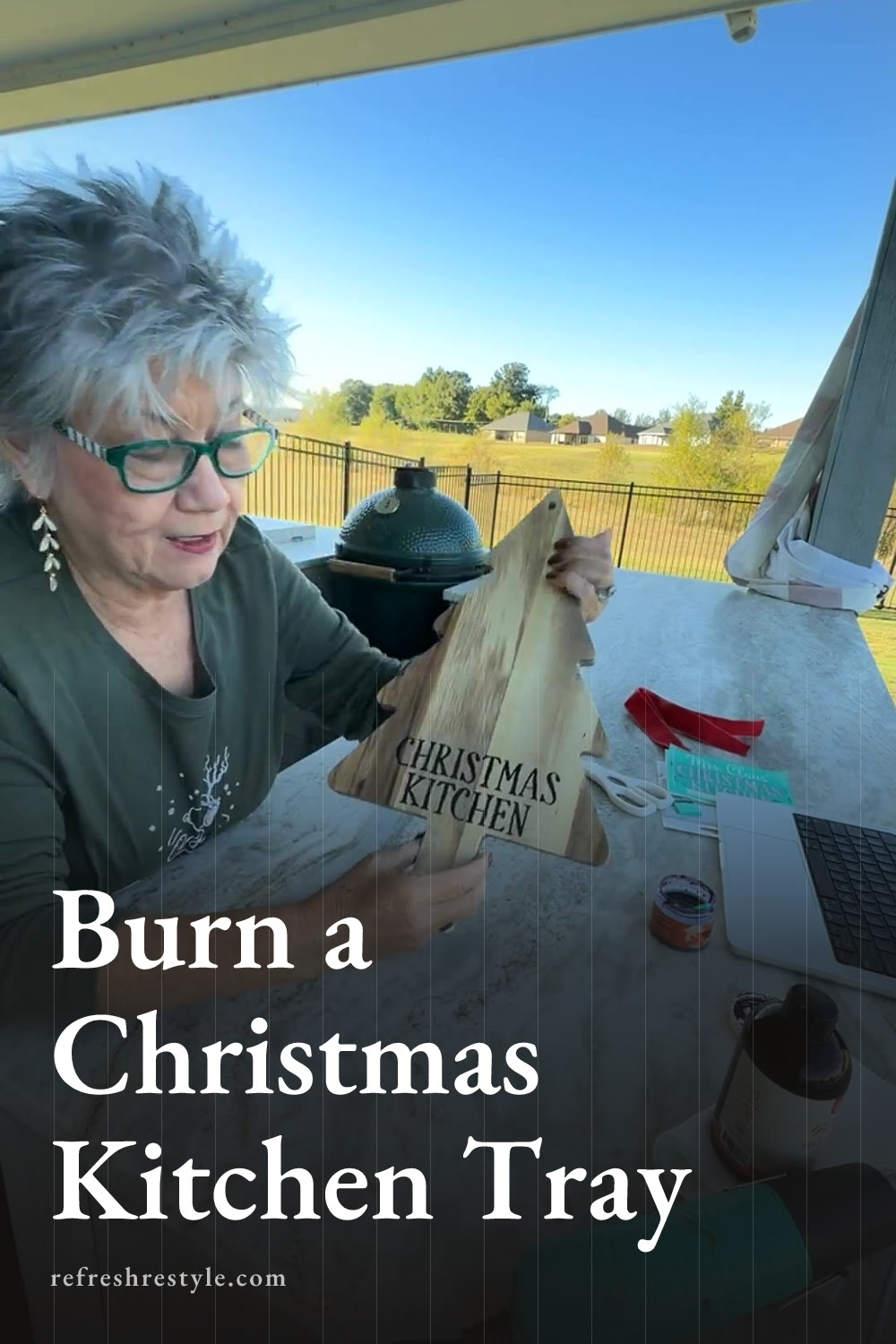Chalk Couture Transfer Wood Burning Christmas Tray