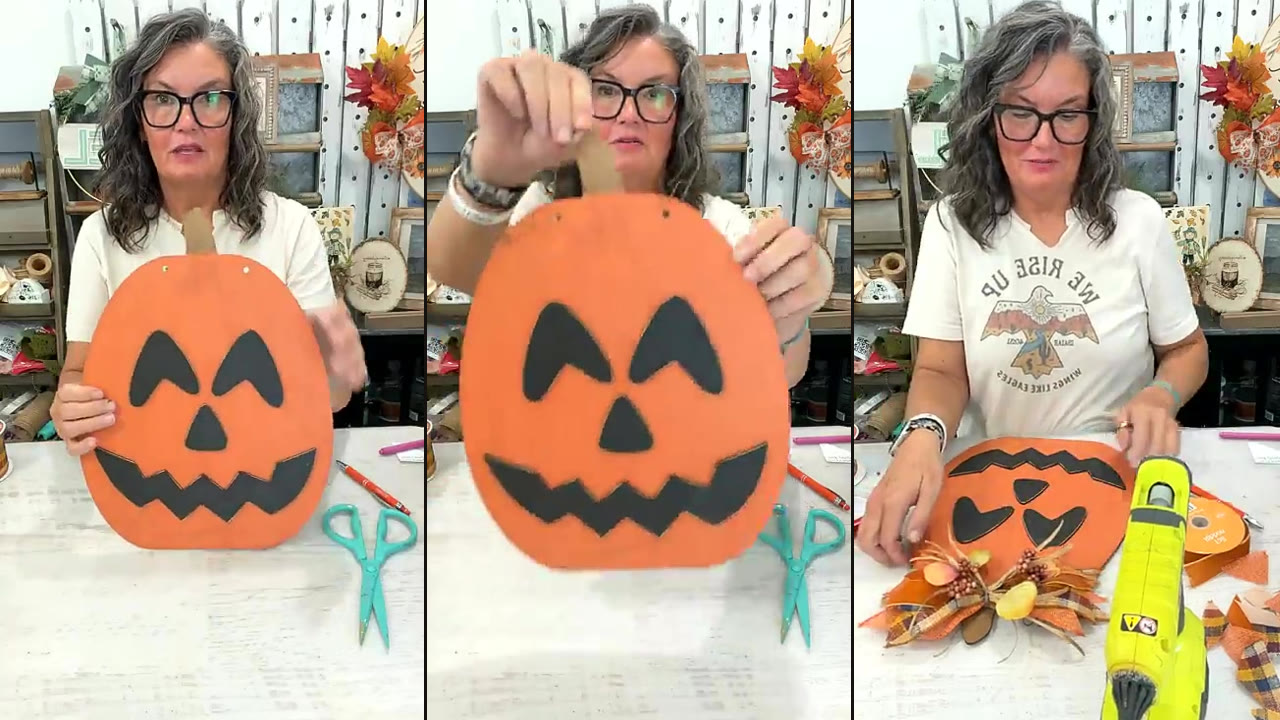 DIY Happy Jack O Lantern Wood Pumpkin